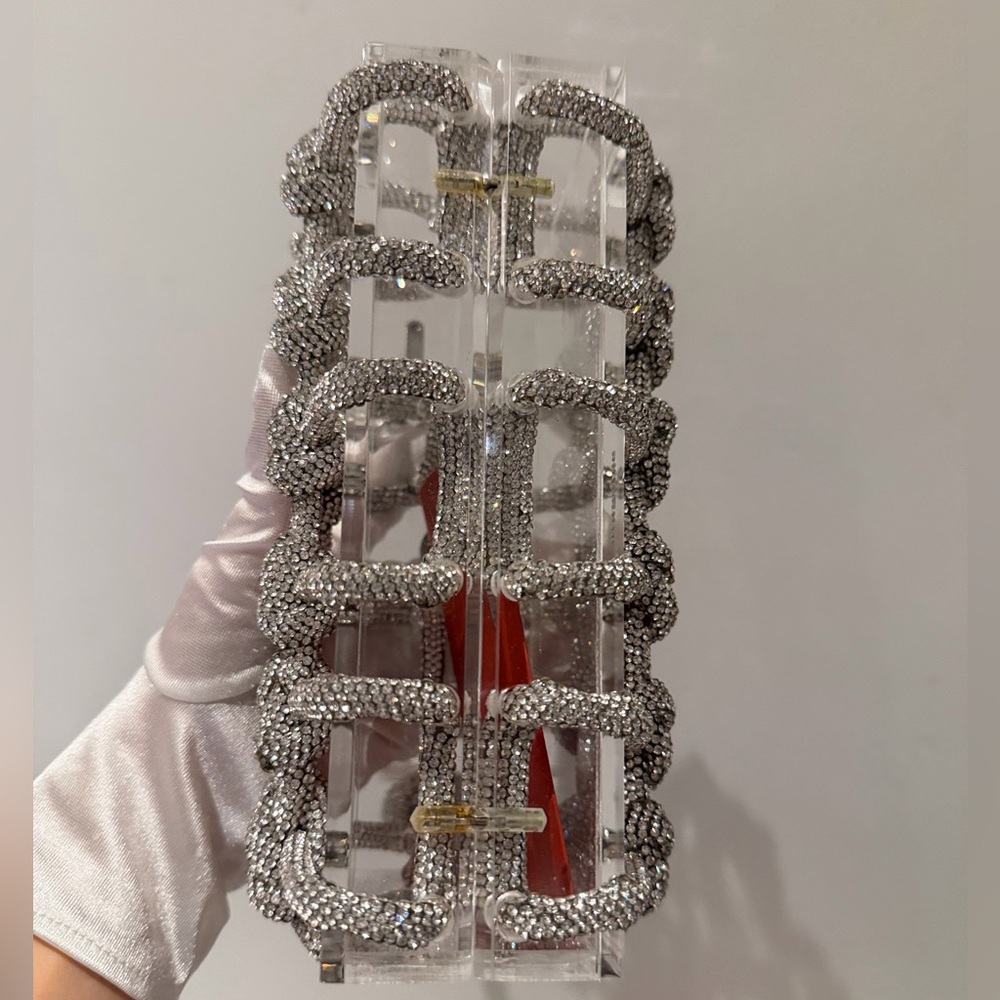 cult gaia Silver Crystal Knotted Acrylic Mini Shoulder Bag - Picture 8 of 14